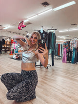 Navy Bandana Flare Pants