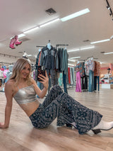 Navy Bandana Flare Pants