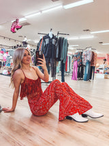 Red Bandana Flare Pants