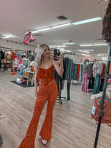 Red Bandana Flare Pants