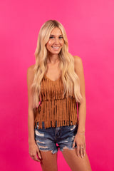 Suede Fringe Tank Top