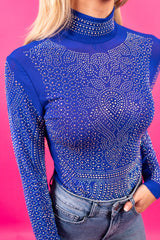 Blue Finals Embellished Bodysuit