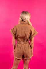 Cafe Latte Denim Romper