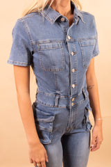 Game Day Denim Jumpsuit