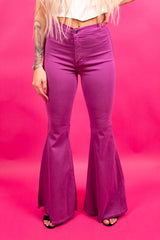 Purple Color Pop Denim Flares