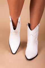 Dallas White Leather Cowboy Bootie