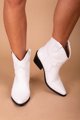 Dallas White Leather Cowboy Bootie