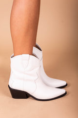 Dallas White Leather Cowboy Bootie