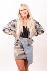 Rowdy Blue & Grey Denim Skirt