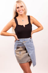 Rowdy Blue & Grey Denim Skirt
