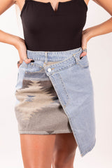Rowdy Blue & Grey Denim Skirt