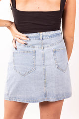 Rowdy Blue & Grey Denim Skirt