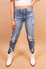 Whiskey Glasses Denim Mom Jeans