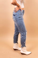 Whiskey Glasses Denim Mom Jeans