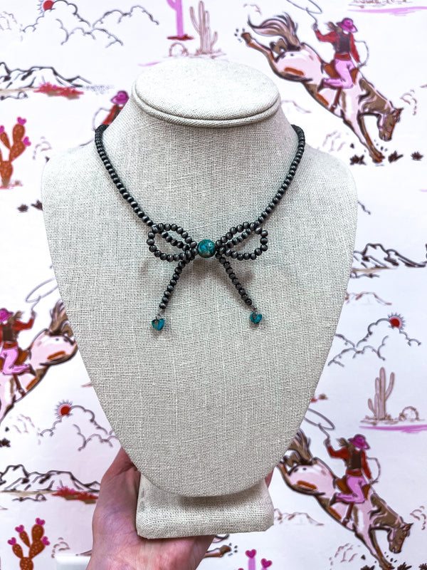 Bow Pearl & Gem Necklace