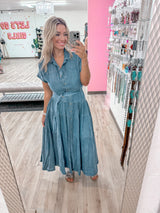 Gather Denim Dress