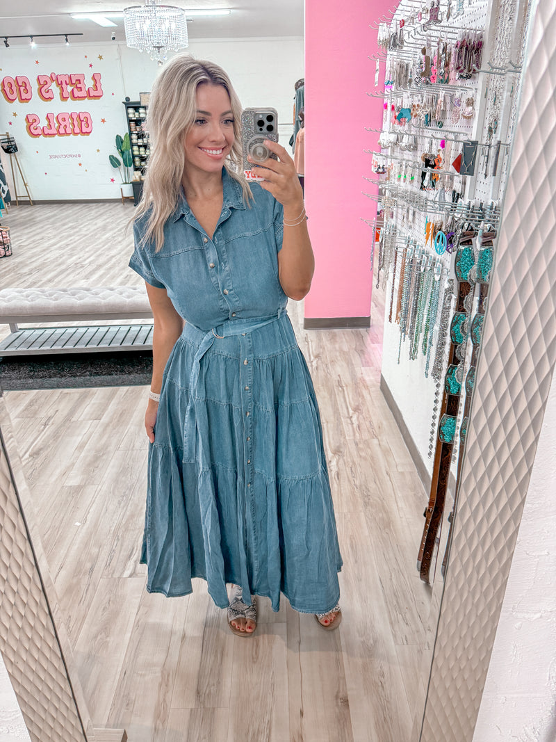 Gather Denim Dress