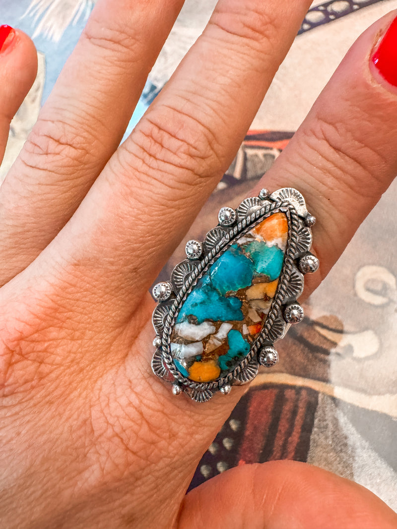 Spiny Turquoise Adjustable Ring