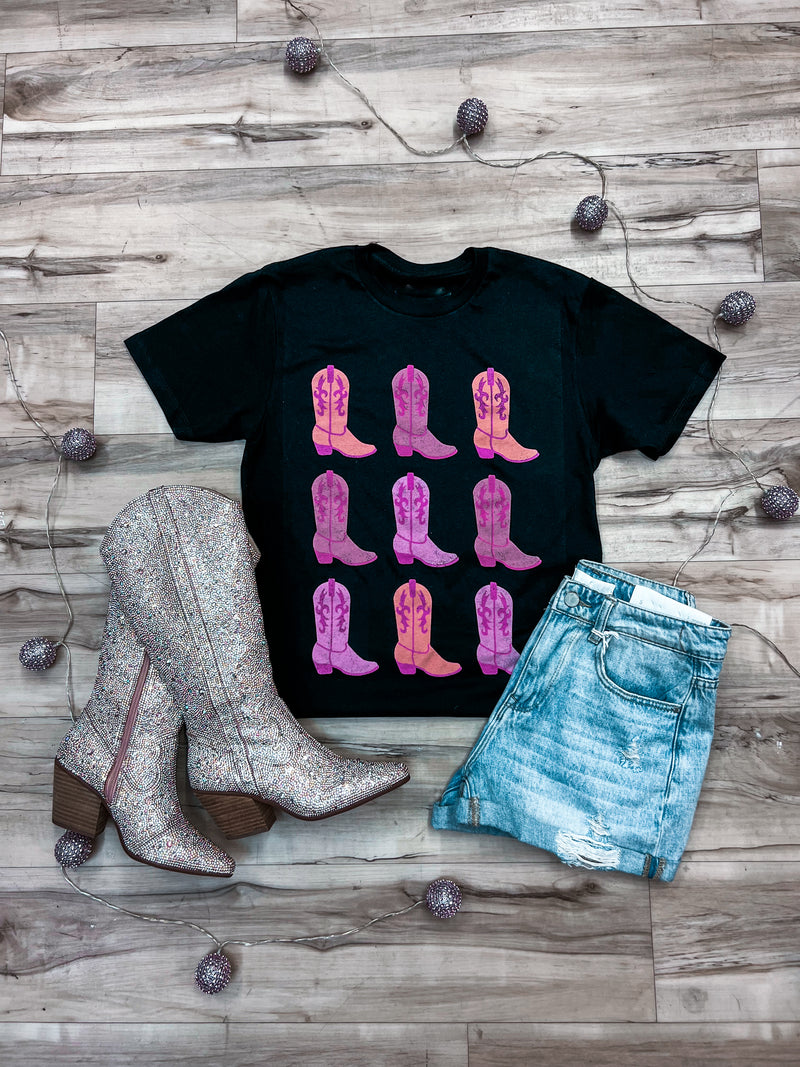Pink Lined Boots Tee