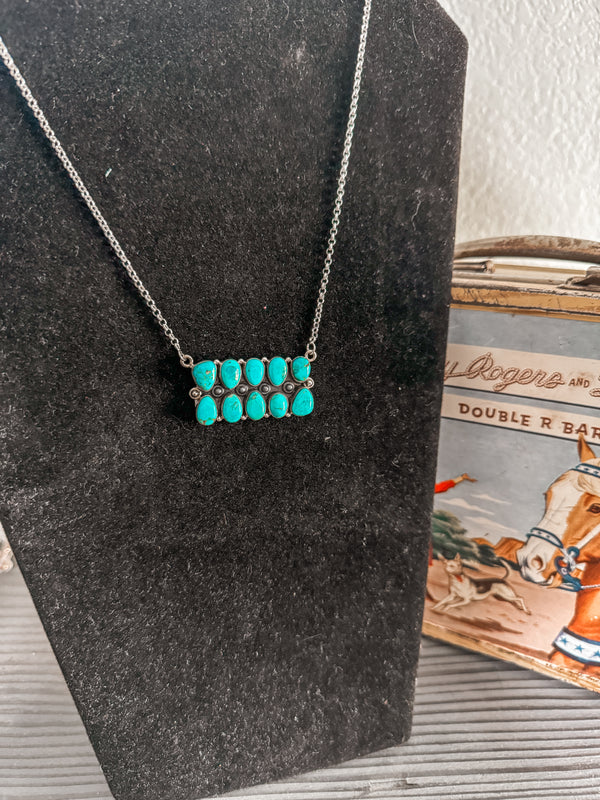 SS Kingman Turquoise Double Line Necklace