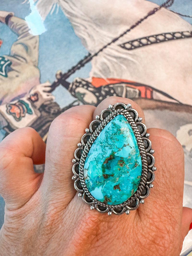 Turquoise Adjustable Teardrop Ring