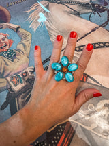 Spiny Turquoise Flower Ring