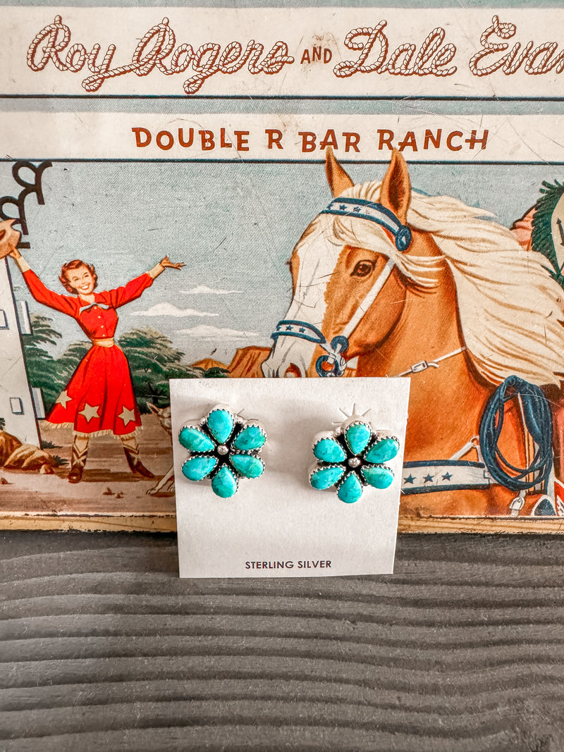 Turquoise Floral SS Studs