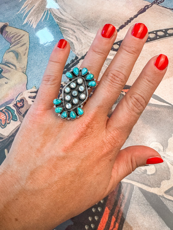 Turquoise & MOP Adjustable Ring