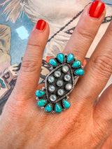 Turquoise & MOP Adjustable Ring