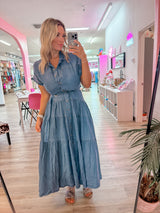 Gather Denim Dress