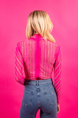 Carrie Pink Embellished Bodysuit