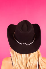 Midnight Pearl Strap Cowgirl Hat