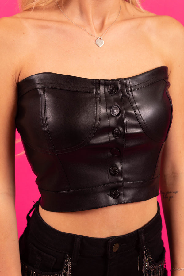 Motorcycle Button Crop Top