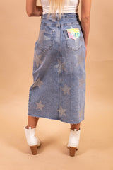 Star Chaser Denim Maxi Skirt