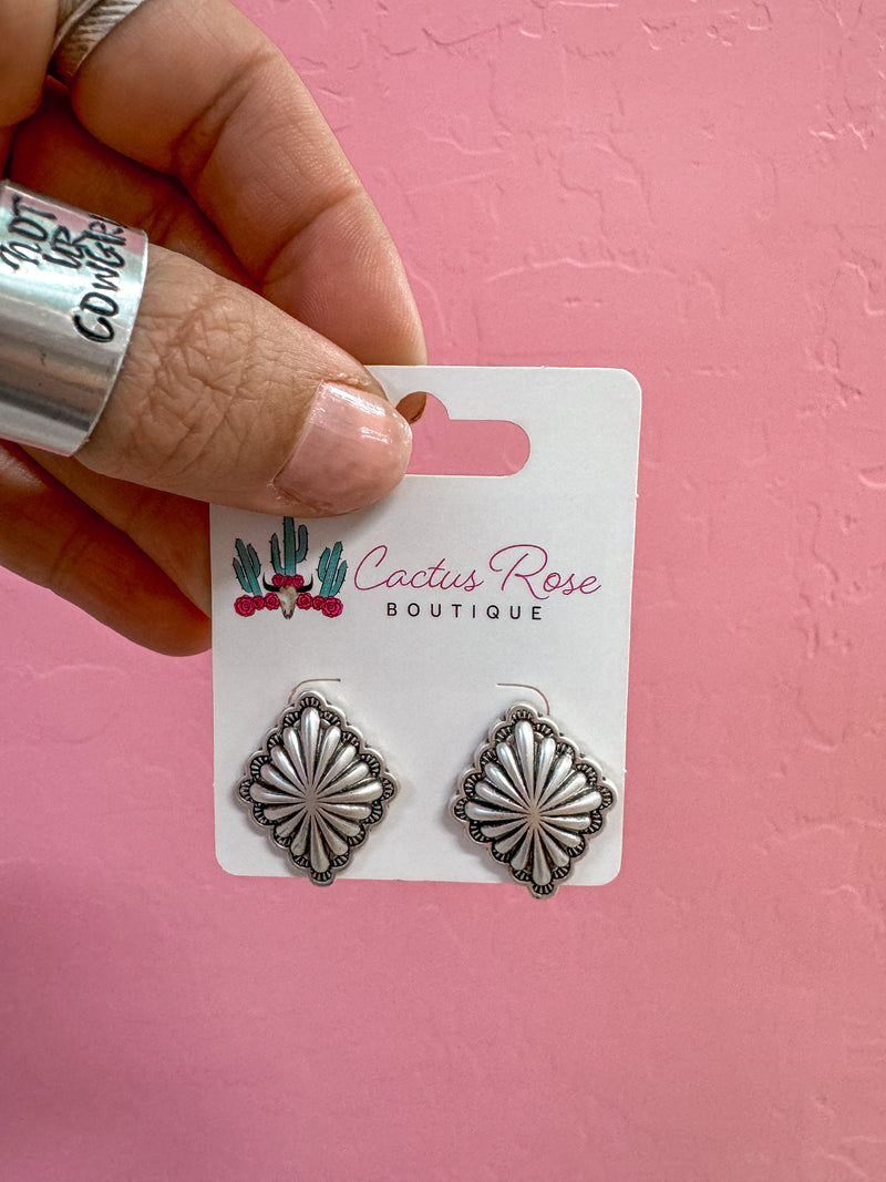 Diamond Floral Concho Studs