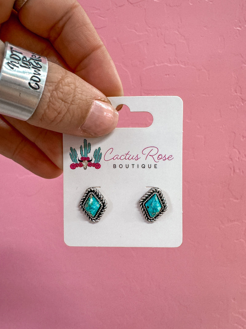 Twisted Wire Turquoise Studs