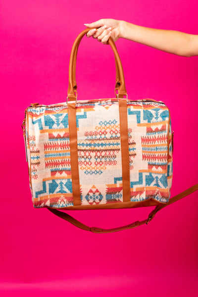 Aztec Boho Woven Duffle Weekender Bag – Rust and Rose Boutique