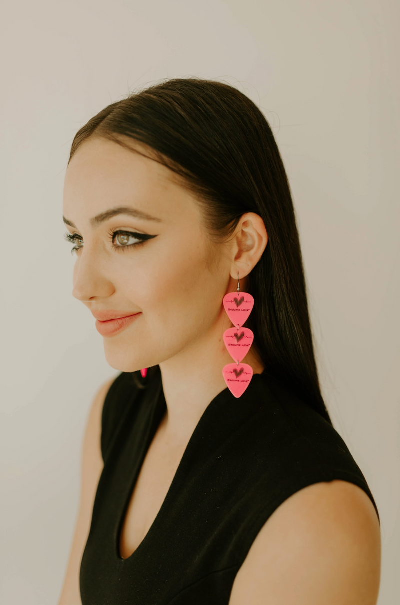 Triple Pink Groupie Love Earrings