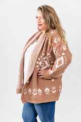 Taupe And Aztec Winter Cardigan