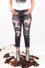 Greyhound Distressed Denim Judy Blue Skinny Jeans