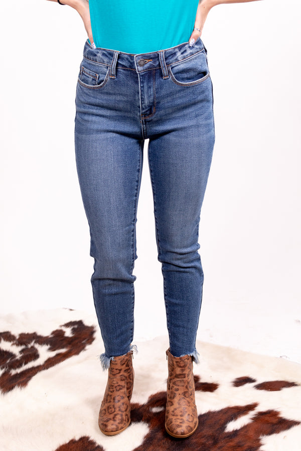 The Taylor Judy Blue Denim Distressed Skinny Jeans