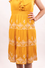 Marigold Midi Embroidered Dress