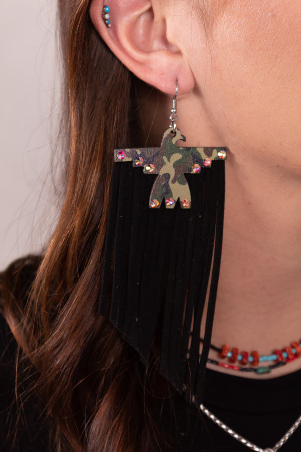 Camo Queen Tbird Earrings