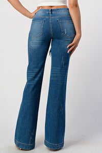 The Dark Wash Miranda Distressed Straight Leg Denim Trouser