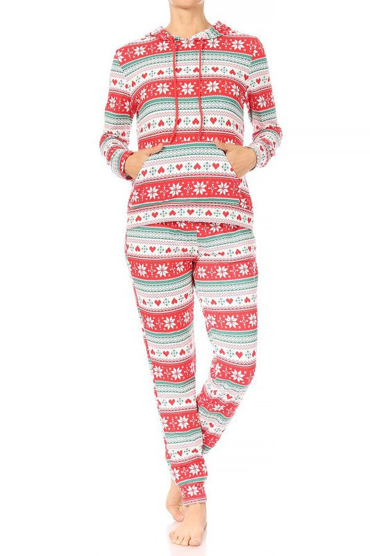Snow In Love Hooded Christmas Pajama Set