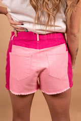 Pinky Chic Color Block Denim Shorts