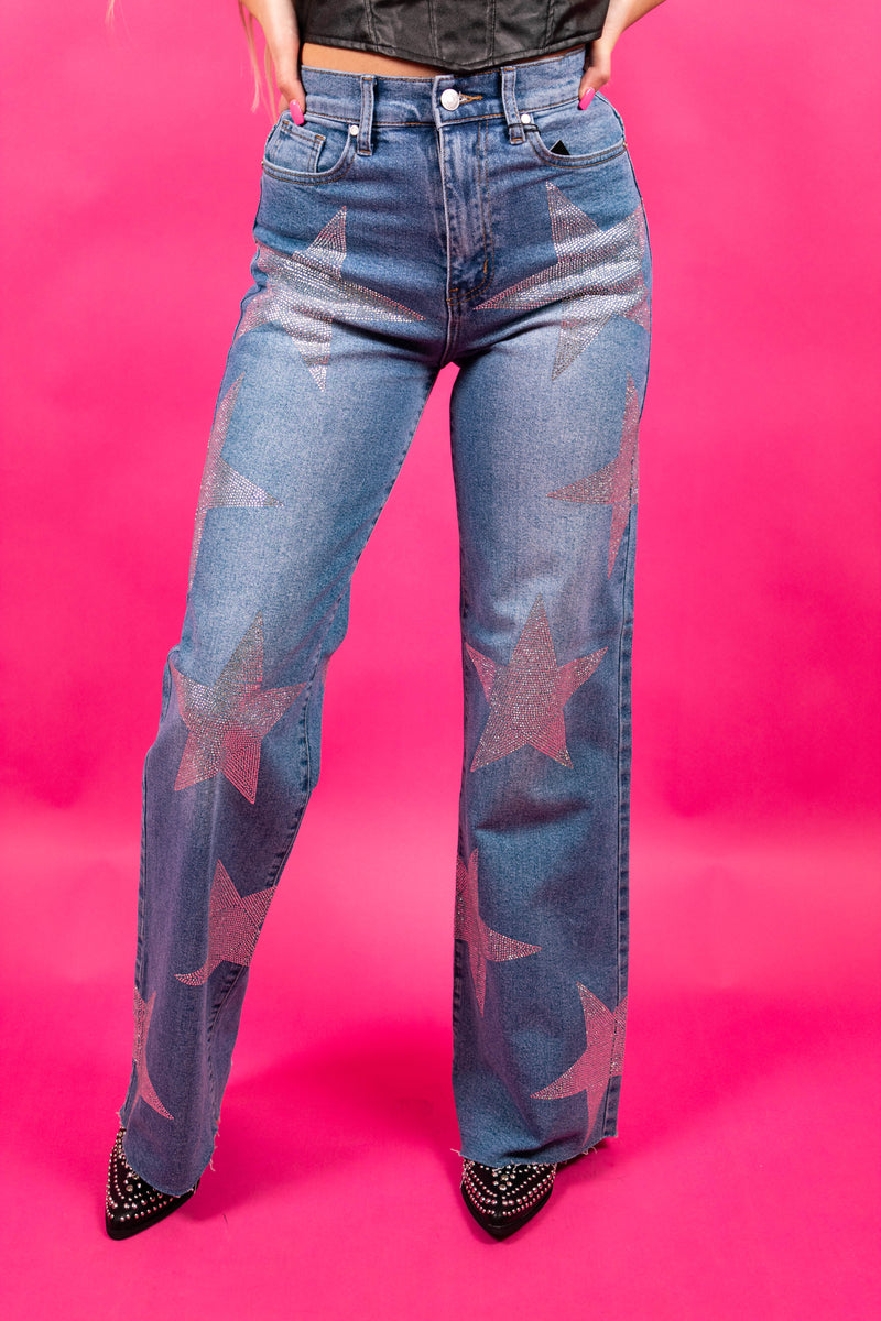 Star Bright Rhinestone Denim Jeans