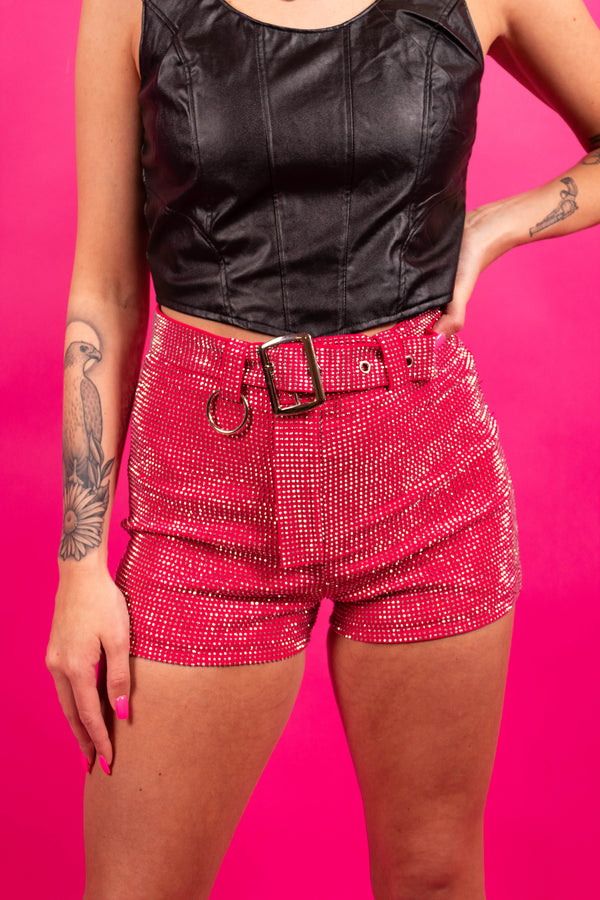 Hot Pink Fringe Rhinestone Shorts – The Classy Cactus