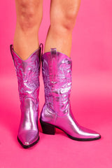 Hey Cowgirl Metallic Purple Cowboy Boots