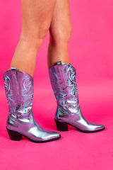 Hey Cowgirl Metallic Blue Cowboy Boots